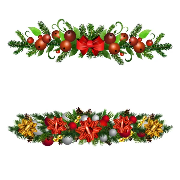 クリスマスホリーブランチ装飾ベクトル — ストックベクタ
