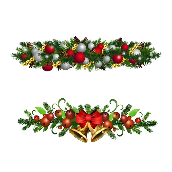 Christmas Holly Brunches Dekorationsvektor Vektorgrafiken