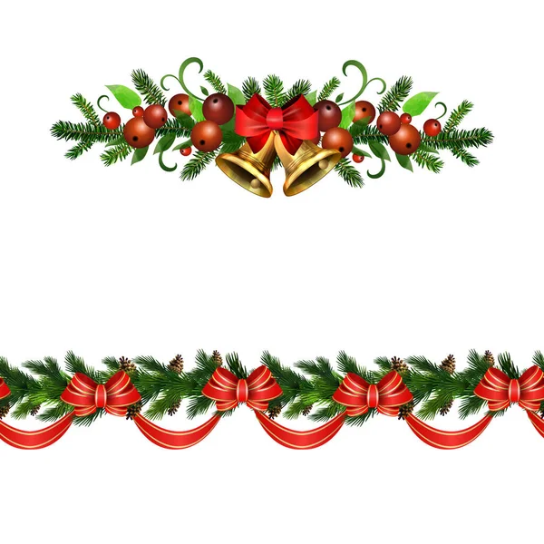 Navidad Holly brunches vector de decoración — Vector de stock