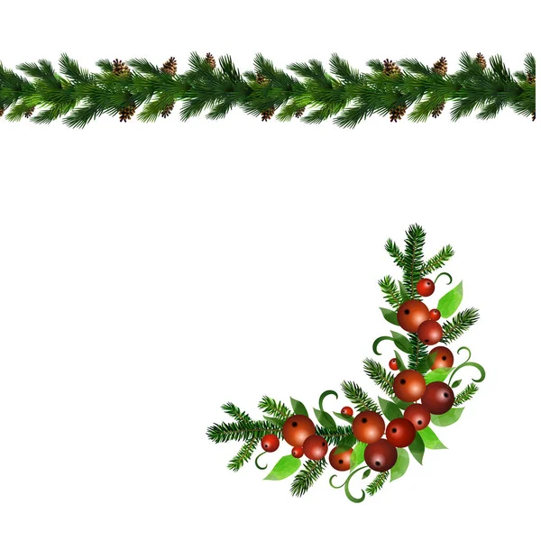 Χριστούγεννα Holly brunches διακόσμηση διάνυσμα — Διανυσματικό Αρχείο