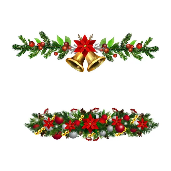 Jul Holly bruncher dekoration vektor — Stock vektor