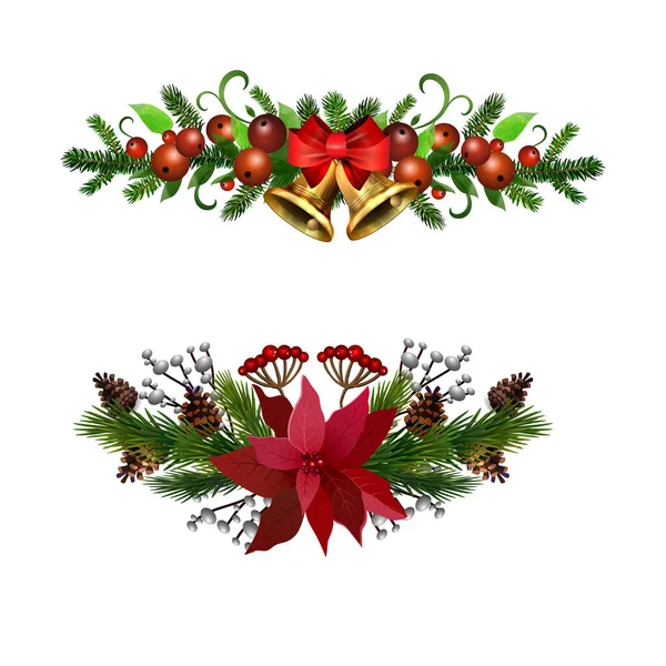 Navidad Holly brunches vector de decoración — Archivo Imágenes Vectoriales