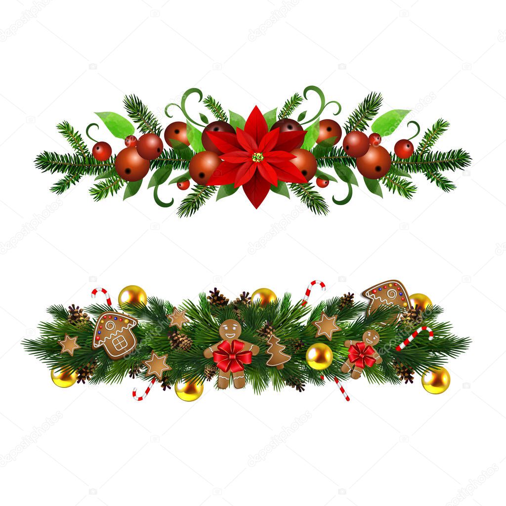 Christmas Holly brunches decoration vector