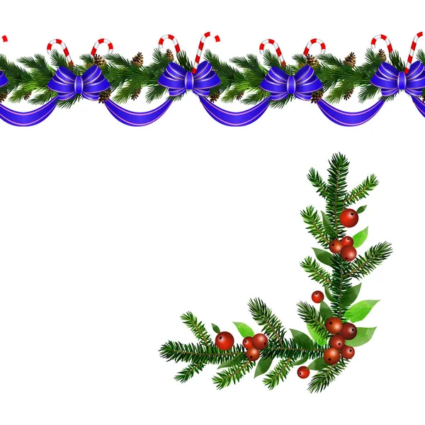 クリスマスホリーブランチ装飾ベクトル — ストックベクタ