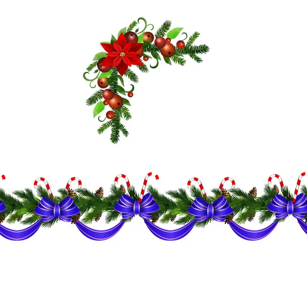 クリスマスホリーブランチ装飾ベクトル — ストックベクタ