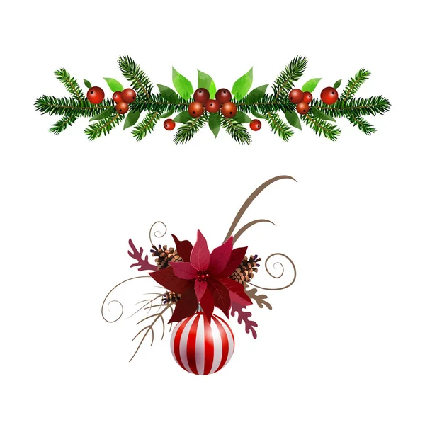 Christmas Holly brunches decoration vector Royalty Free Stock Illustrations