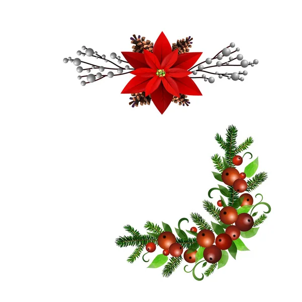 Kerst Holly brunches decoratie vector — Stockvector