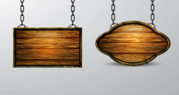木製の看板のベクトル現実的なイラスト — ストックベクタ