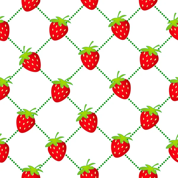 草莓无缝点缀白色 — 图库矢量图片