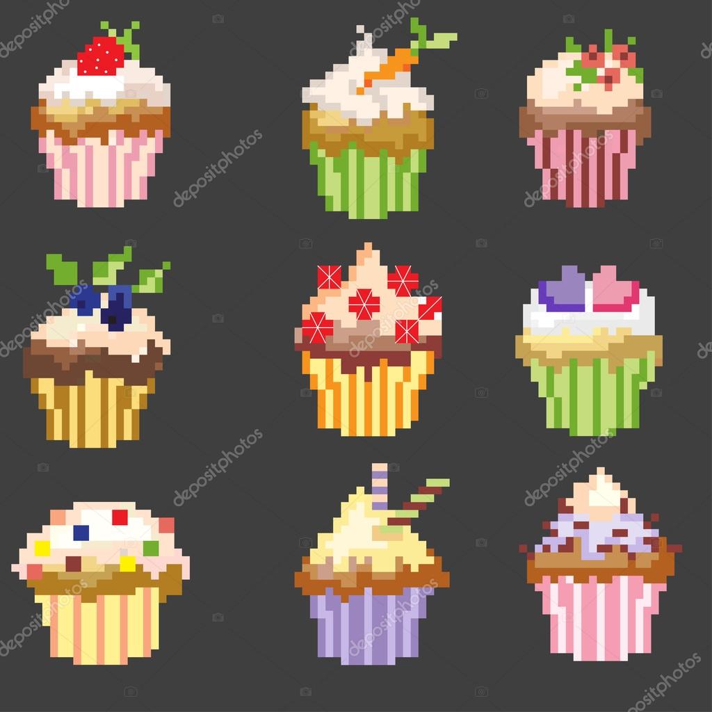 Pixel Art Cupcakes Stock Vector Image By C Bastinda18