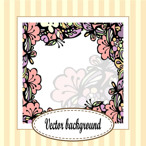 stock vector Beautiful floral frame with stripes