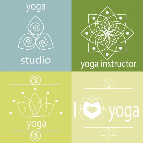 Iconos de yoga vectorial en verde — Vector de stock