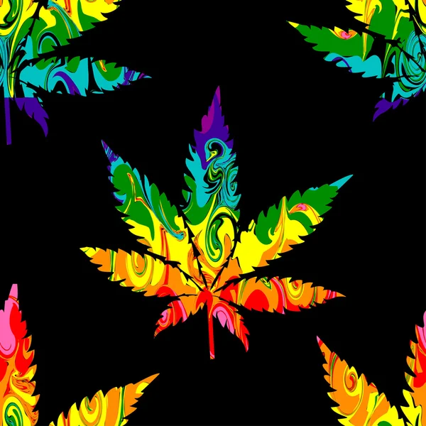 抽象的な大麻のシームレス パターン — ストックベクタ