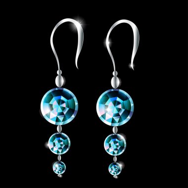  Küpe elmas ve aquamarine ile
