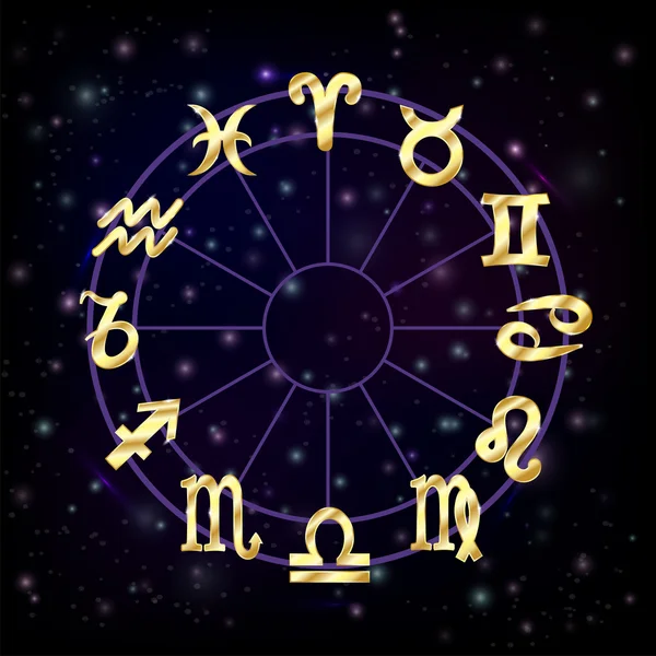 Koło zodiaku horoskop znaki — Wektor stockowy