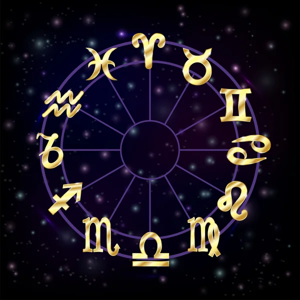 Zodiak kruh s znamení horoskopu Vektorová Grafika