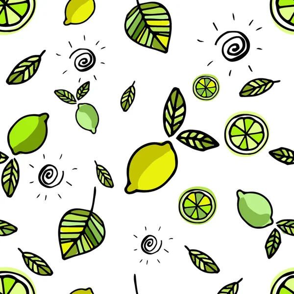 Seamless pattern with lemons on white — Stock Vector