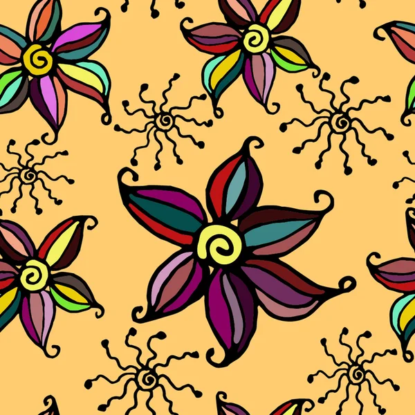 Fondo de flores de garabato sin costuras — Vector de stock