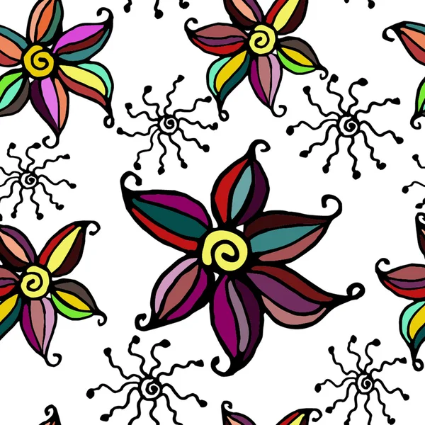 Fondo de flores de garabato sin costuras — Vector de stock