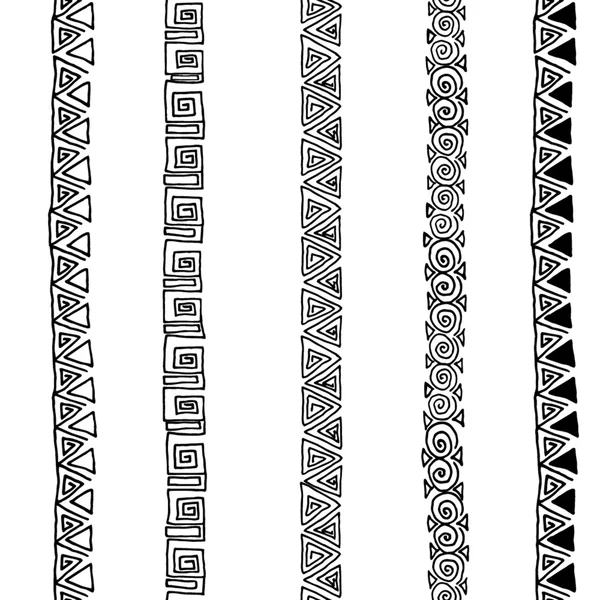 Vector seamless black and white  ethnic pattern — Stock Vector