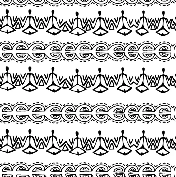 Vector seamless black and white  ethnic pattern — Stock Vector