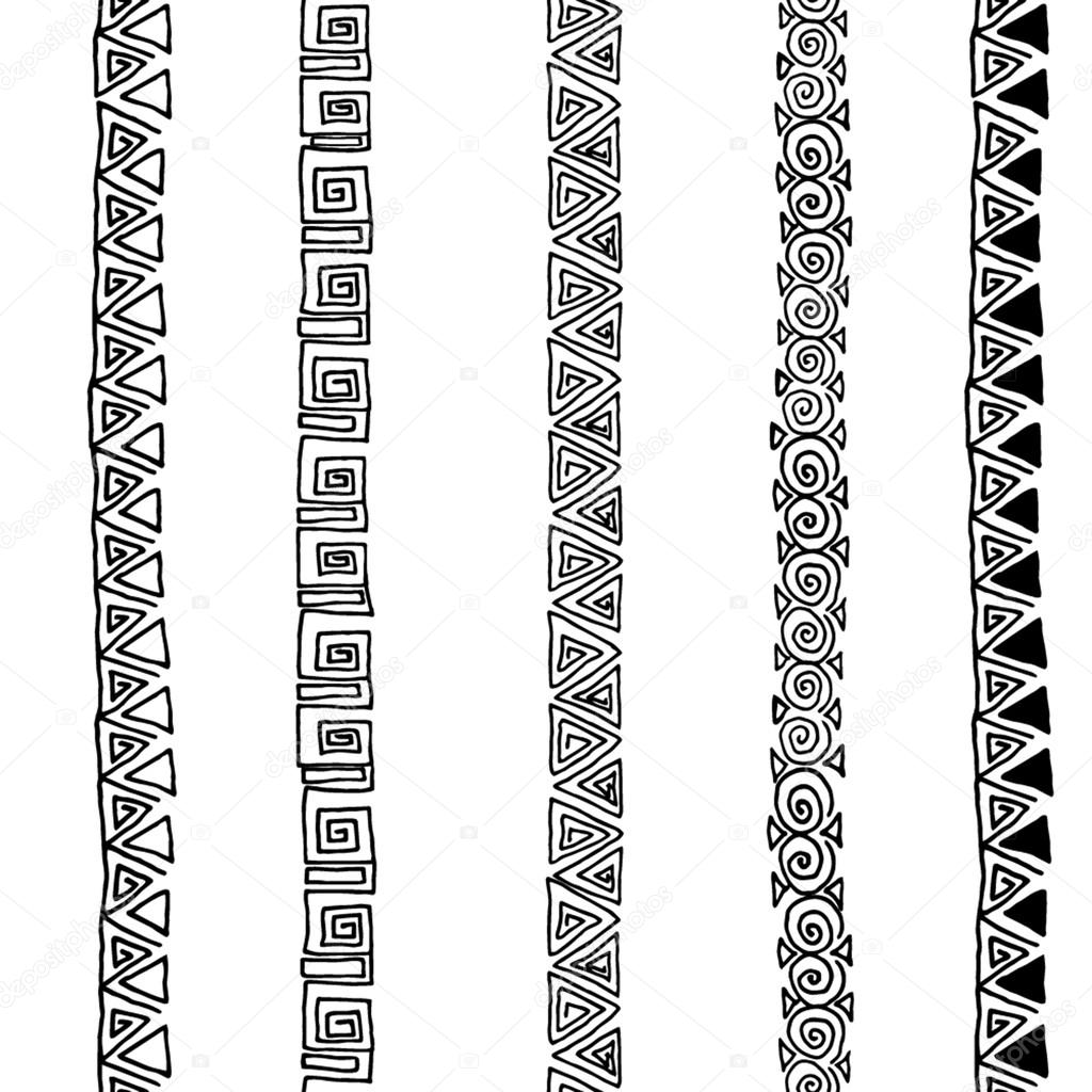 Vector seamless black and white  ethnic pattern