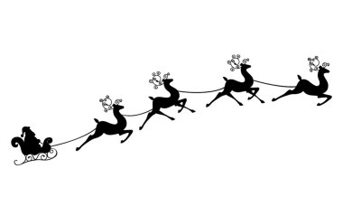 Bir kızak üzerinde Ren geyiği Santa Claus rides