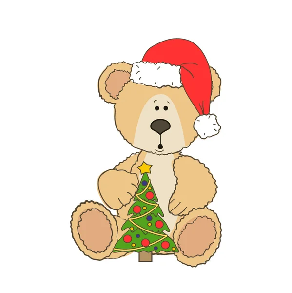 Urso de pelúcia de Natal — Vetor de Stock