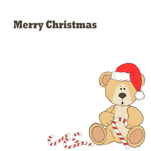 Tarjeta de oso de peluche Navidad — Vector de stock