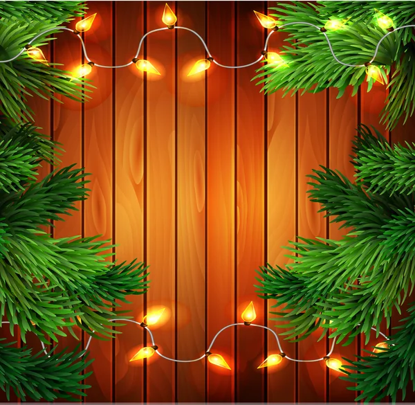 Kerstmis-Nieuwjaar ontwerpen houten achtergrond — Stockvector