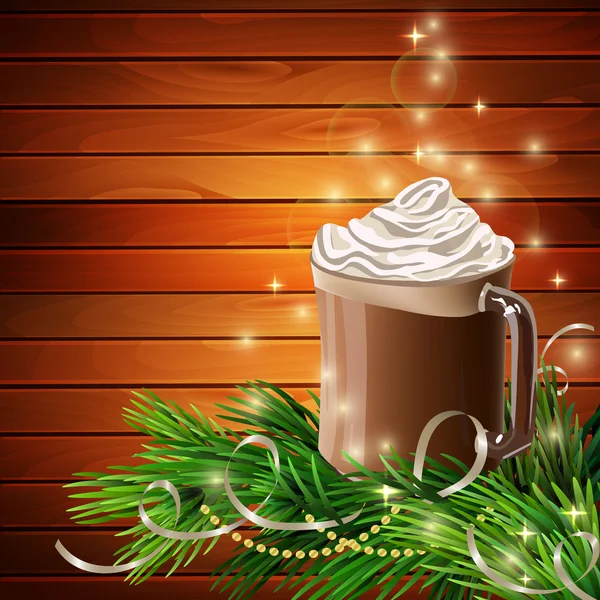 Christmas  New Year design with hot chocolate — Stock Vector
