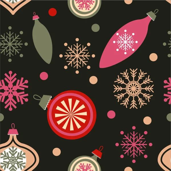 Adornos de Navidad en la oscuridad — Vector de stock