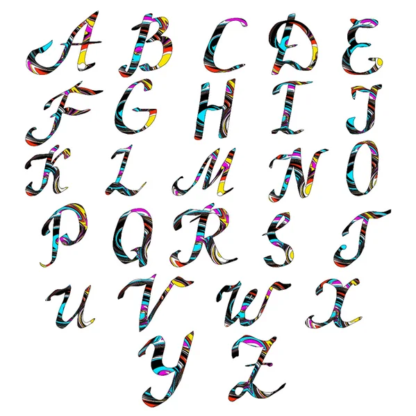 Lettres alphabétiques Illustration dessinée à la main — Image vectorielle