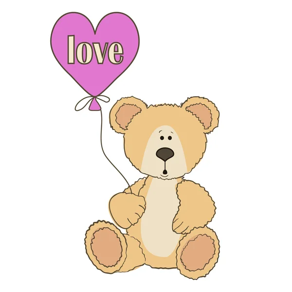 Teddybär sitzt mit Ballon — Stockvektor