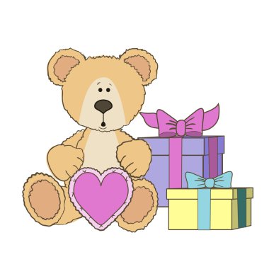 Oyuncak ayı kalp ile oturuyor