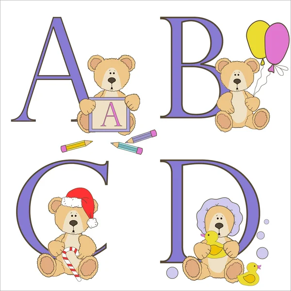 Alphabet ours en peluche — Image vectorielle