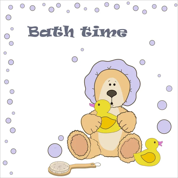 Αρκουδάκι ώρα του μπάνιου — Διανυσματικό Αρχείο