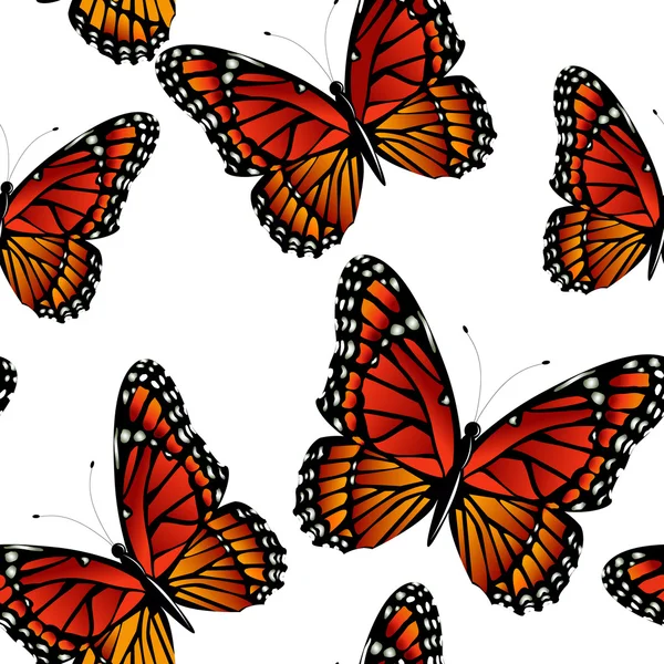 Patrón sin costuras con mariposas monarca brillante — Vector de stock