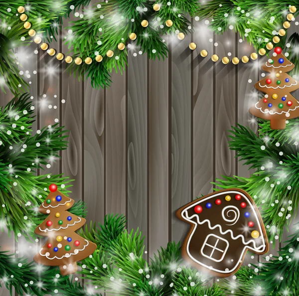Conception de Noël avec biscuits au pain d'épice — Image vectorielle