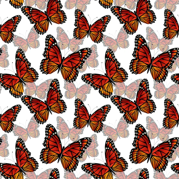 Patrón sin costuras con mariposas monarca brillante — Vector de stock