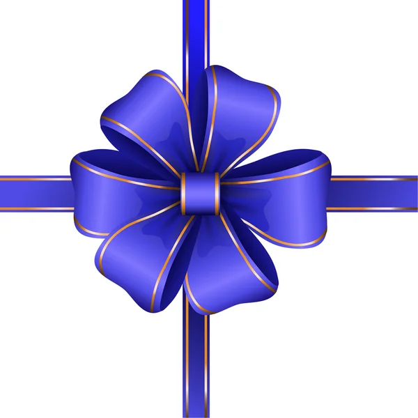 Blue gift bow with ribbon — Stock Vector