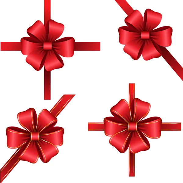 Conjunto de lazos de regalo rojos con cintas — Archivo Imágenes Vectoriales