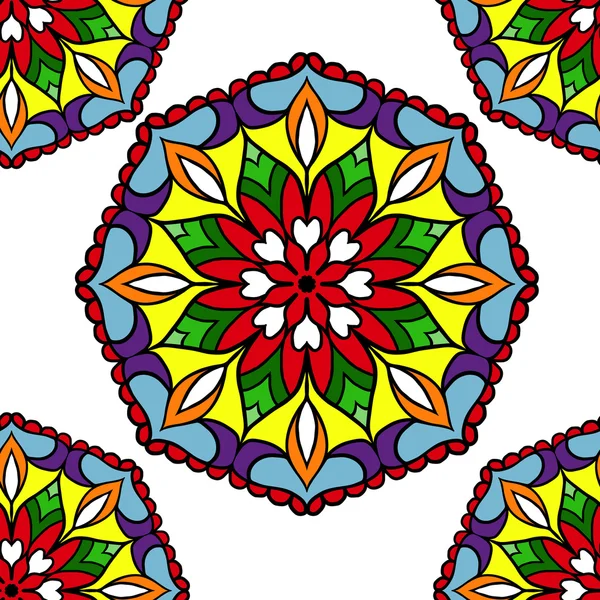 Mandalas de flores de círculo colorido — Vetor de Stock