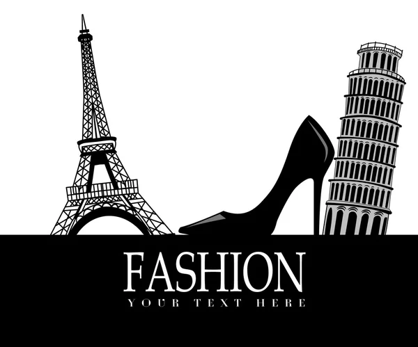 Moda z Paryża i Pisa w tle — Wektor stockowy