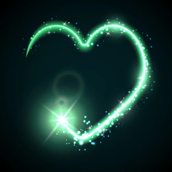 Neon heart on the dark — Stock Vector