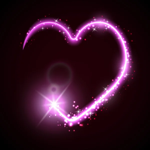 Neon heart on the dark — Stock Vector