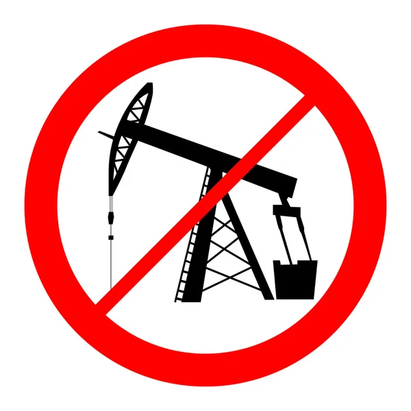 Oil pump jack silhouette prohibition sign — Stock Vector