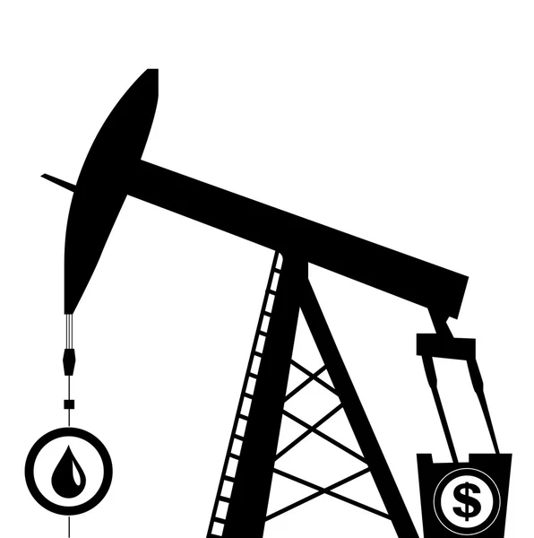 Oil pump jack silhouette — Stock Vector