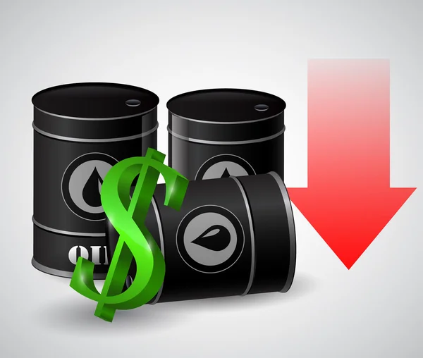 Illustrazione vettoriale del barile di olio con freccia rossa — Vettoriale Stock