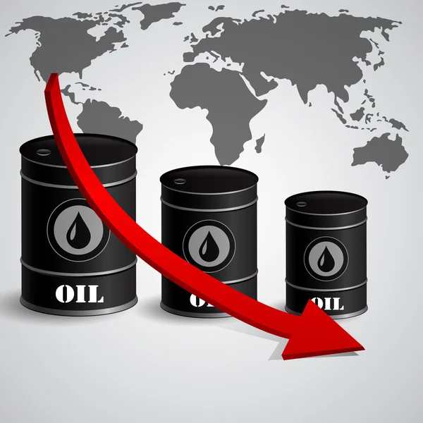Vektorové ilustrace barel ropy s červenou šipkou — Stockový vektor
